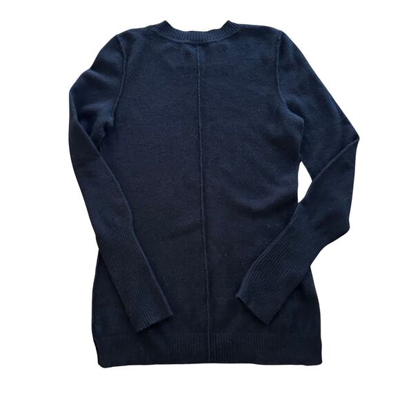 Aqua 100% Cashmere Sweater – Black Elevated Seam Crewneck, Size Small - Picture 5 of 7